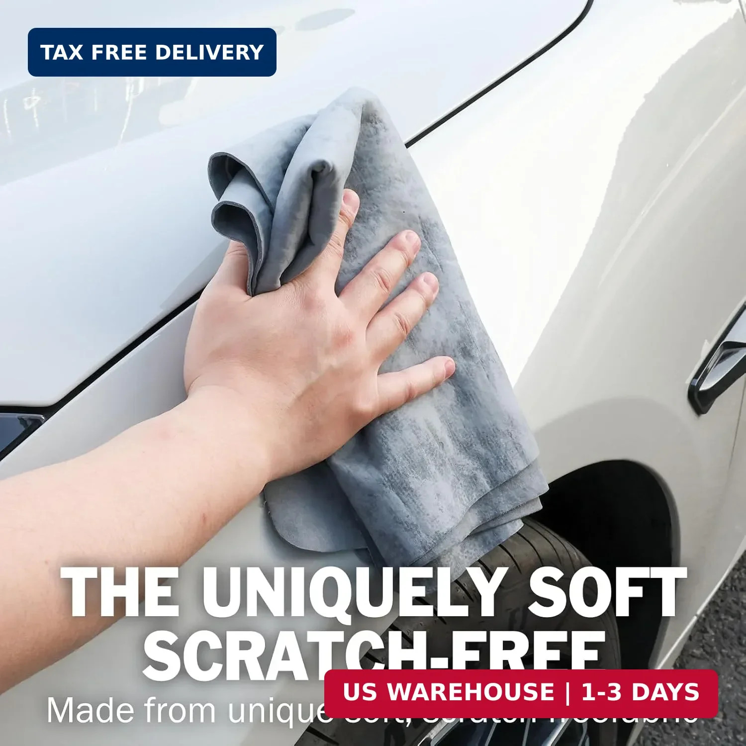 3 Pack Premium Chamois Towel for Car, 26″x17″ Shammy Cloth for Car Drying, Super