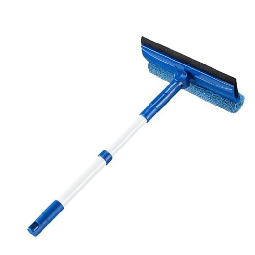 2 in 1 Squeegee Window & Microfiber Cloth Head with 14-18″ Long Handle,Sponge