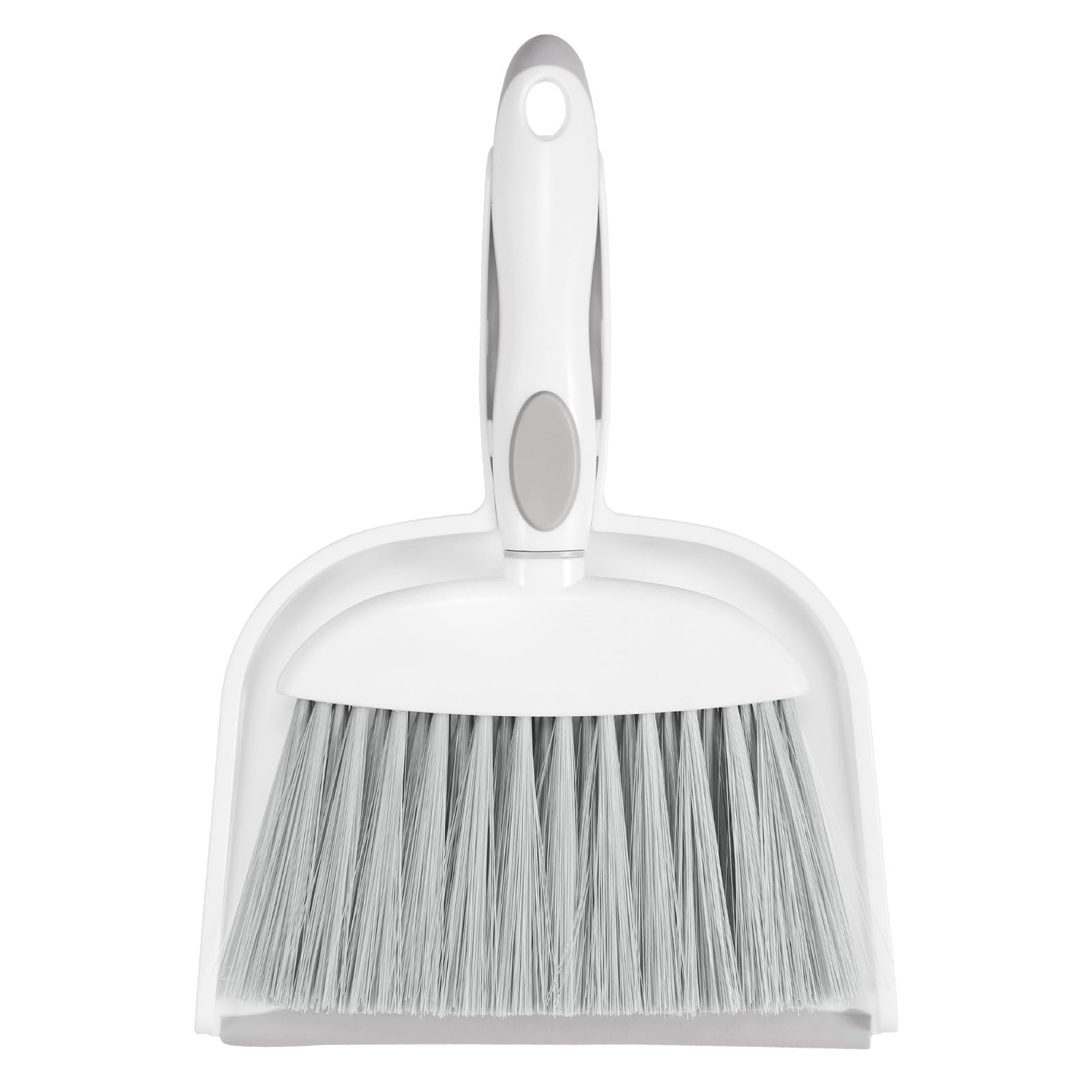 NACENA Small Dust Pan and Brush Set, Mini Broom 1-Pack, Grey White