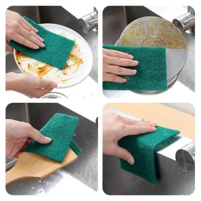 Kitchen Scrub Pads Oil Removal Scratch Free Reusable Dishwashing Cleaning Rag