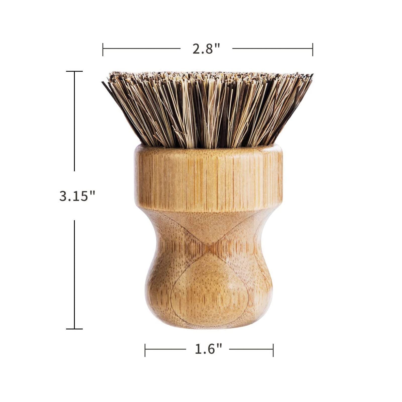 Palm Pot Brush- Bamboo Round 3 Packs Mini Dish 3 Count (Pack of 1), White