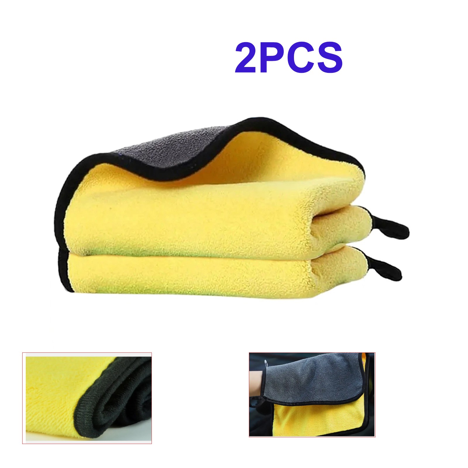 Premium Yellow Microfiber Car Towel – 2/10/50 Pcs Set – Lint-Free Wash Cloth