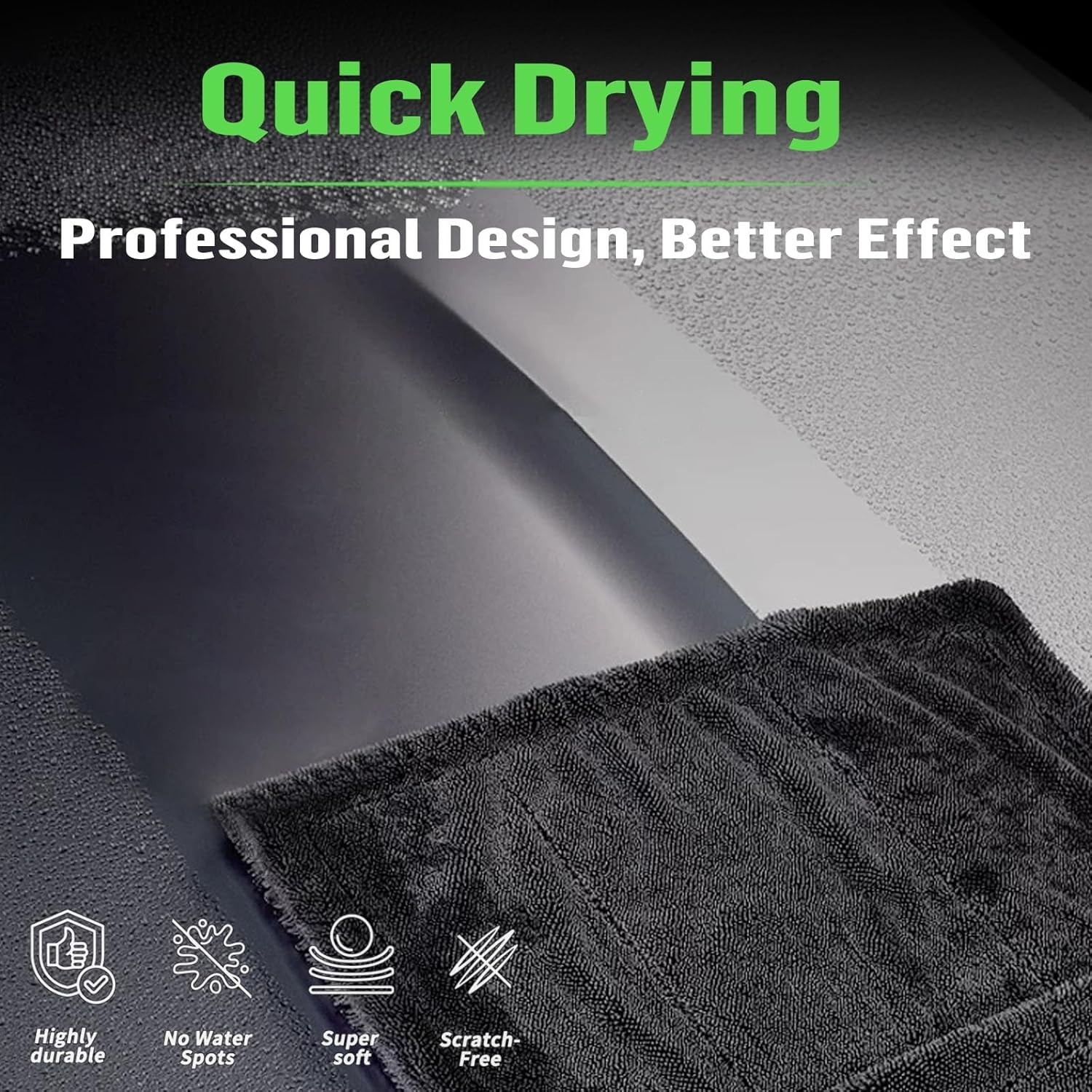 Toalla para secar el coche | Diseño de bucles retorcidos ultra absorbente NUEVO