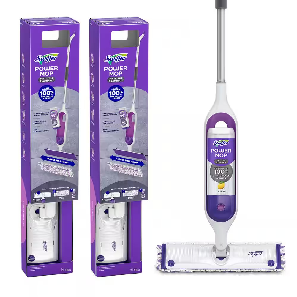 Power Mop Vinyl, Tile and Laminate Floor Starter Kit (1-Power Mop, 2-Pads, Clean