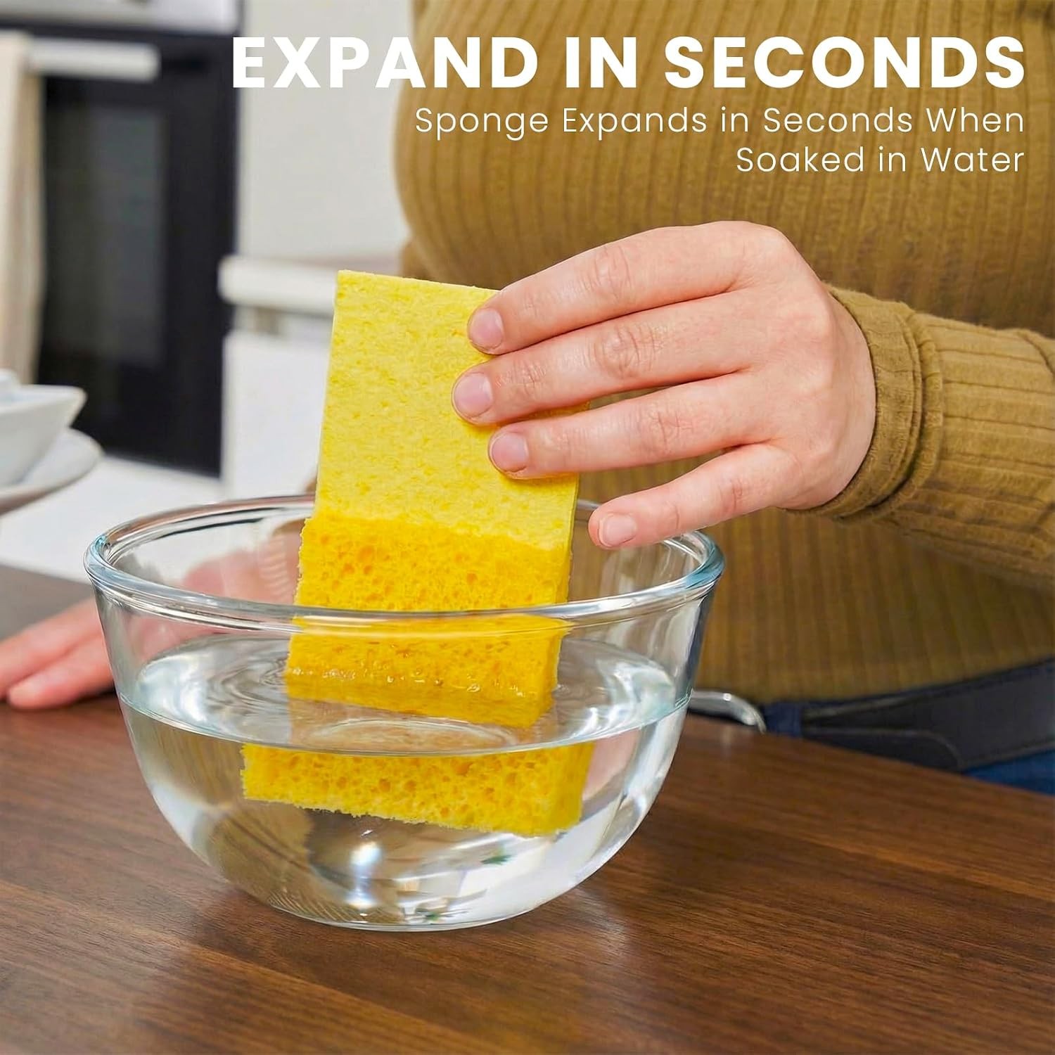 Compressed Kitchen Sponges, 12 Count, Thick Non-Scratch Cellulose Dish