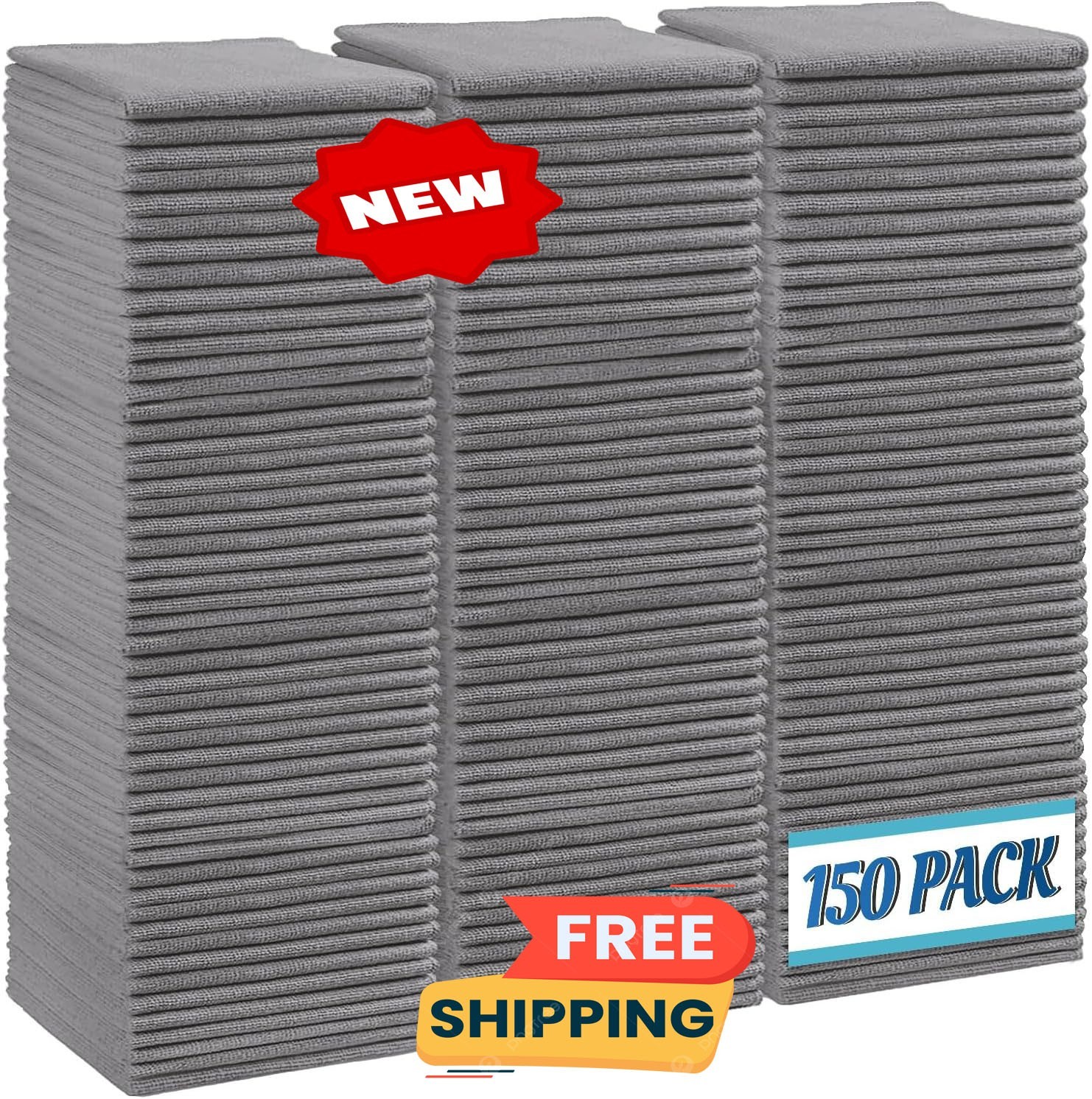Paño de Limpieza de Microfibra Gris, Paquete de 150 Trapos de Limpieza, Toallas