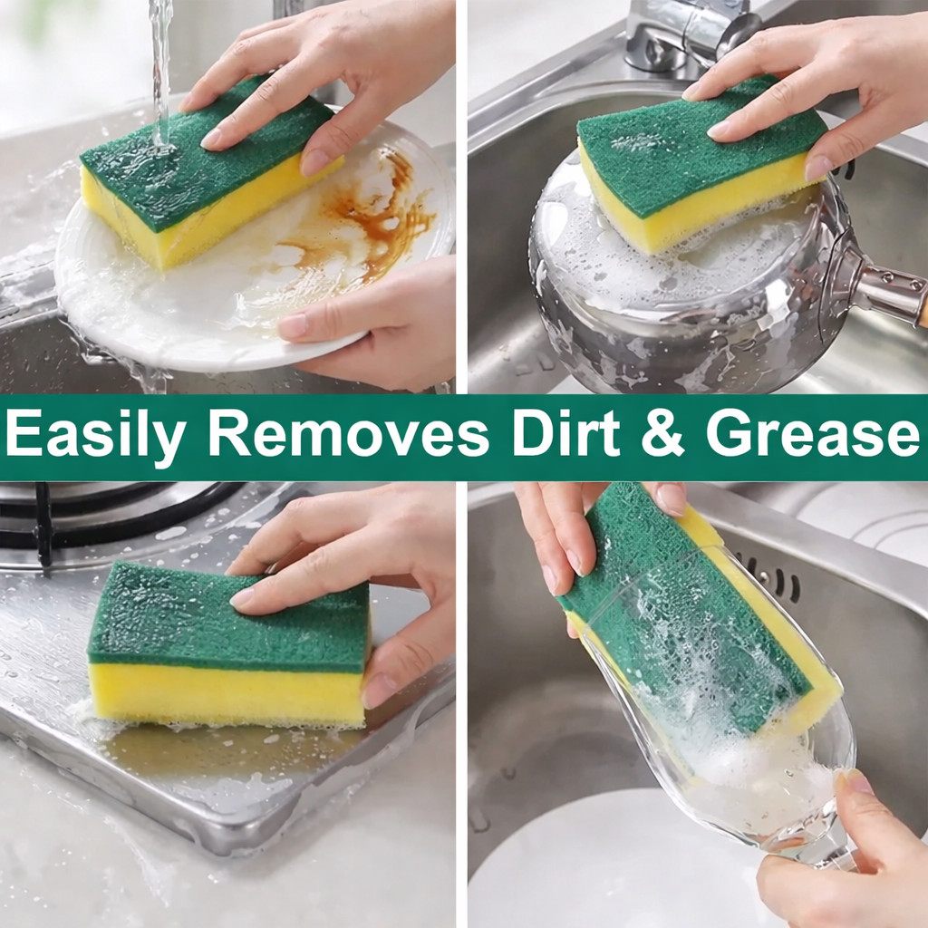 15/30 Pack Kitchen Cleaning Sponges Scourers Washing Up Non-Scratch for Dish Pad