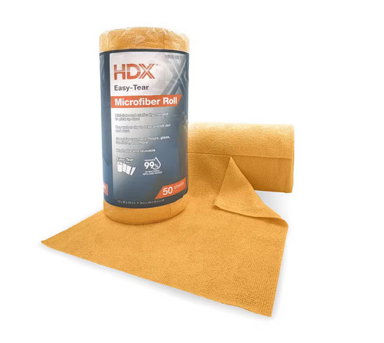 Easy-Tear 12×12 Microfiber Cloth Roll (50 Count) – Durable Cleaning