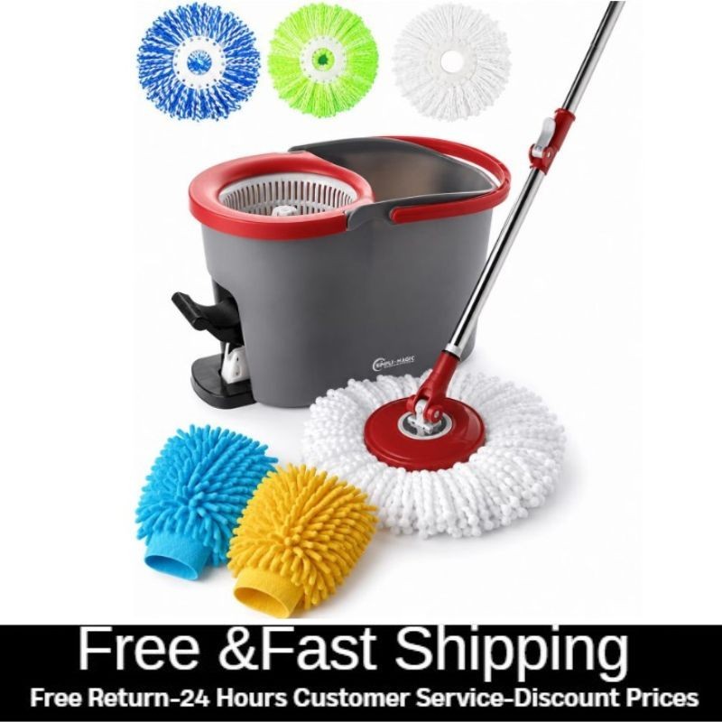 Simpli-Magic Multi Purpose Spin Mop Detailing Bucket System w/3 Microfiber Mop