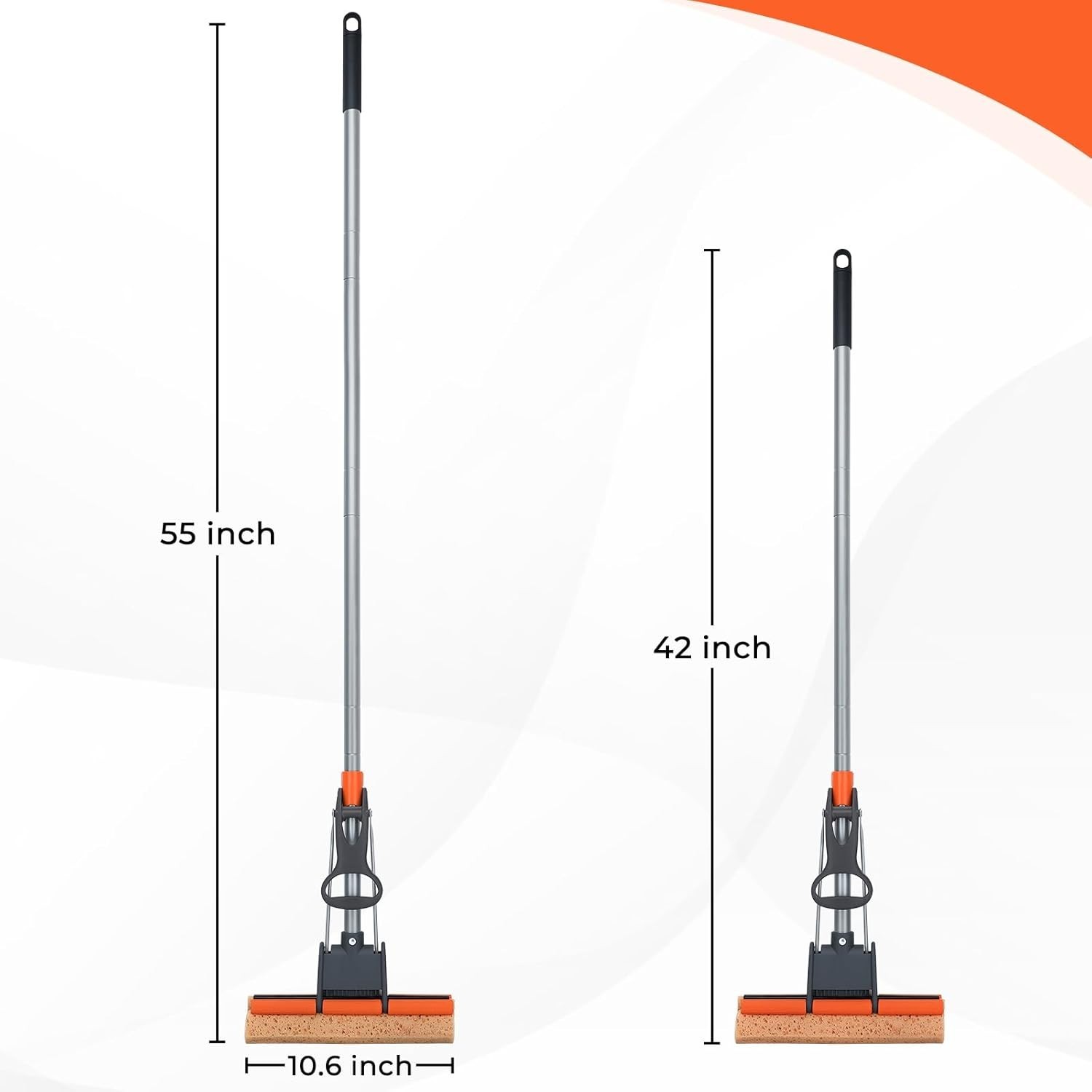 Floor Cleaning Sponge Mop with 2 Refills Long Handle Light Weight Durable