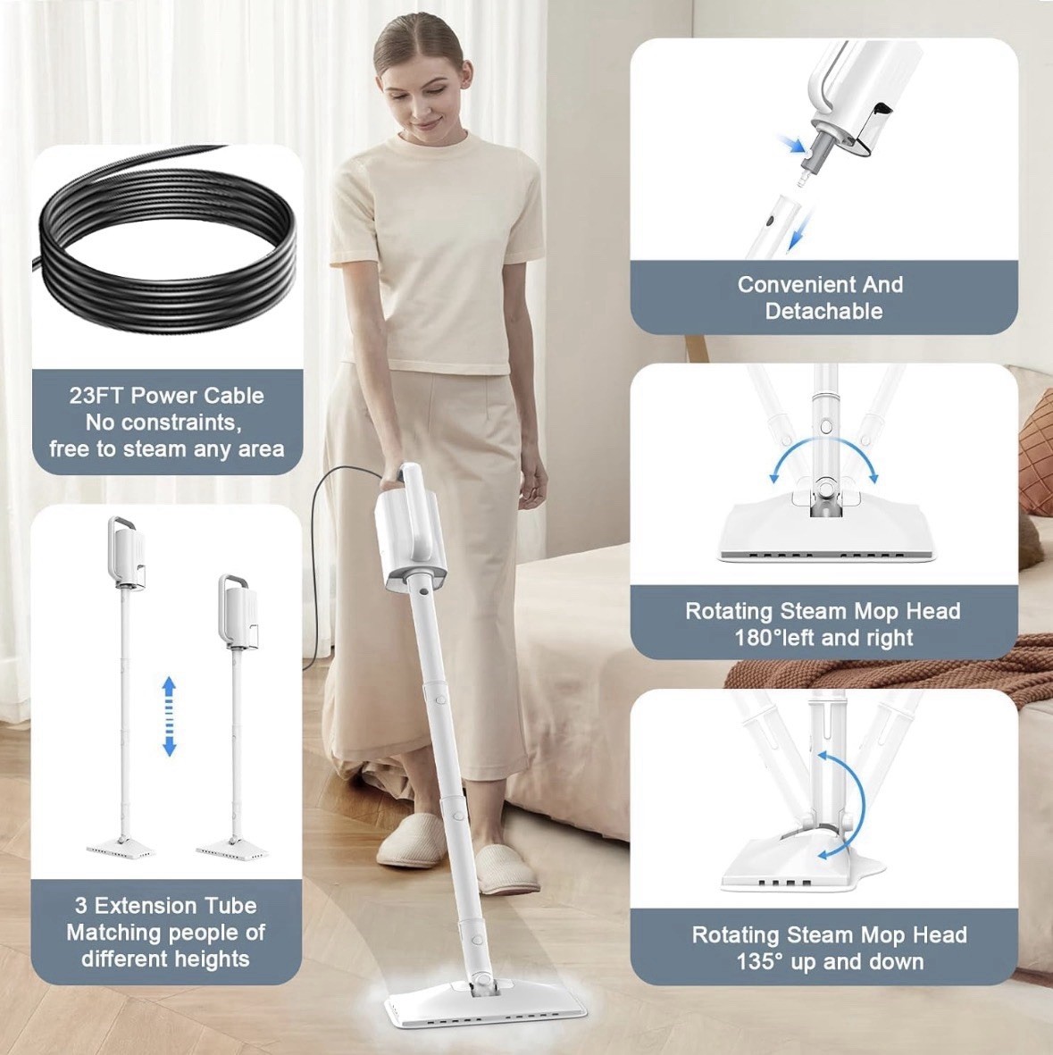 Steam Mop Multi-Surface Steamer for Hard Floor Laminate Floor Tiles Cleaning