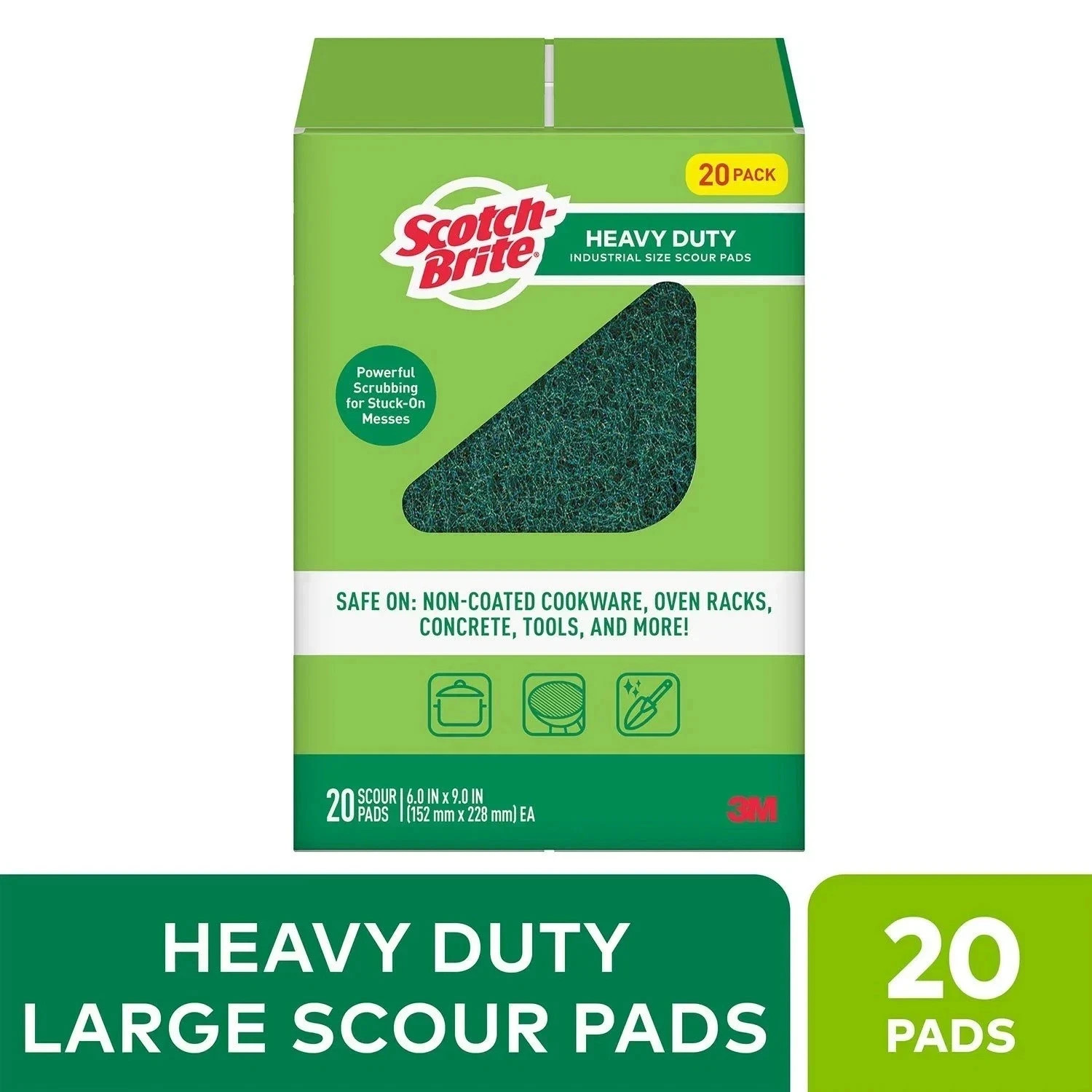 Scotch-Brite Heavy Duty Industrial Sized Scour Pads, Durable Fiber (20 count)