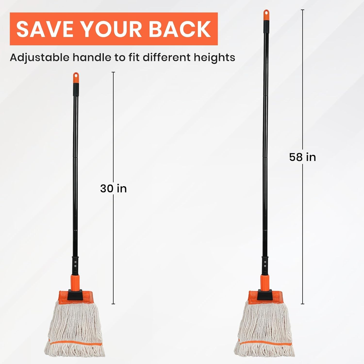 58″ Commercial Heavy Duty Industrial String Cotton Mop Wet Janitor FloorCleaning