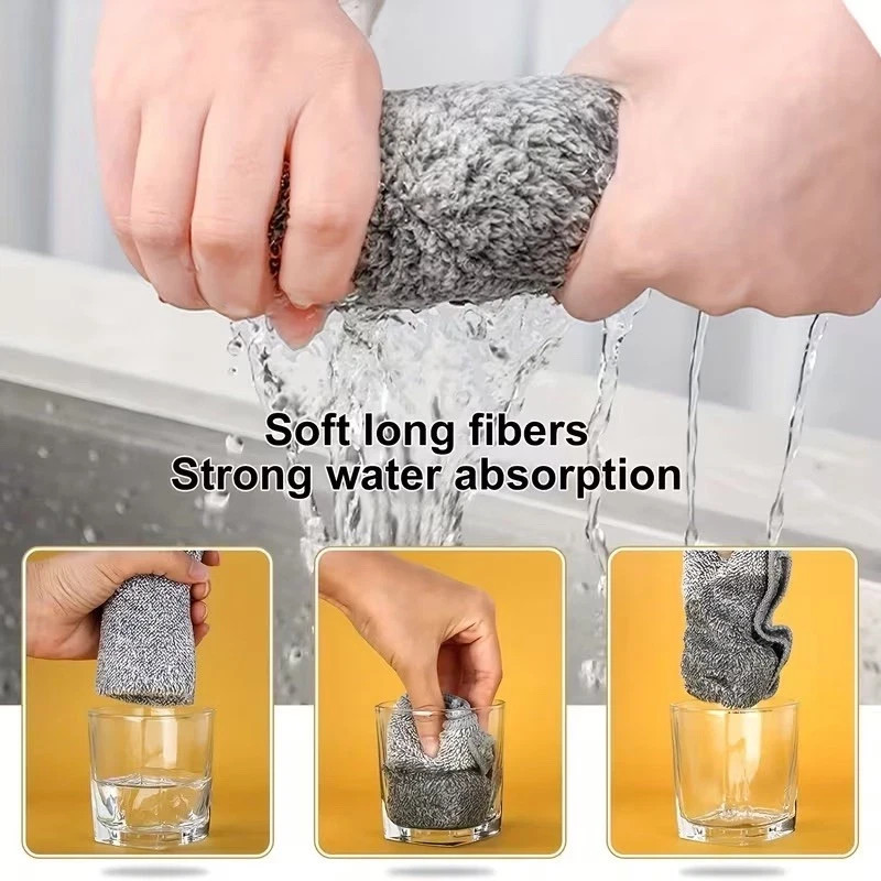 10Pc Microfiber Cleaning Cloth Bamboo Charcoal Towel Car Kitchen Wash Rag