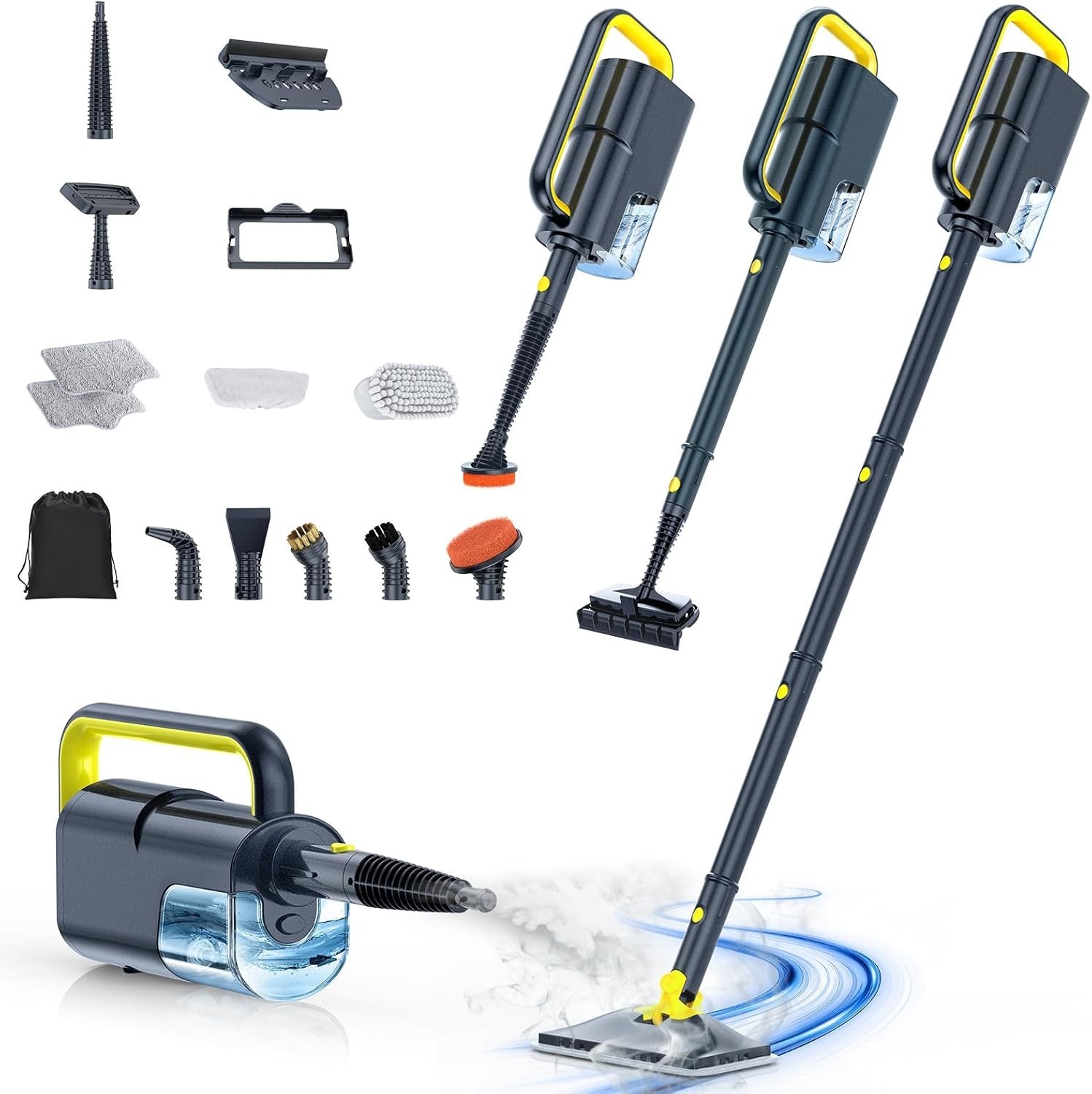 10-in-1 Steam Mop Cleaner, Quick Heat, 350ml Tank, Gray/-