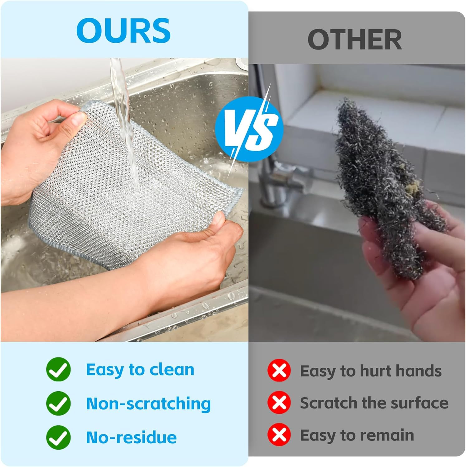 12Pack Multipurpose Wire Dishwashing Rags, Upgrade Non Scratch Wire Dishcloth, f