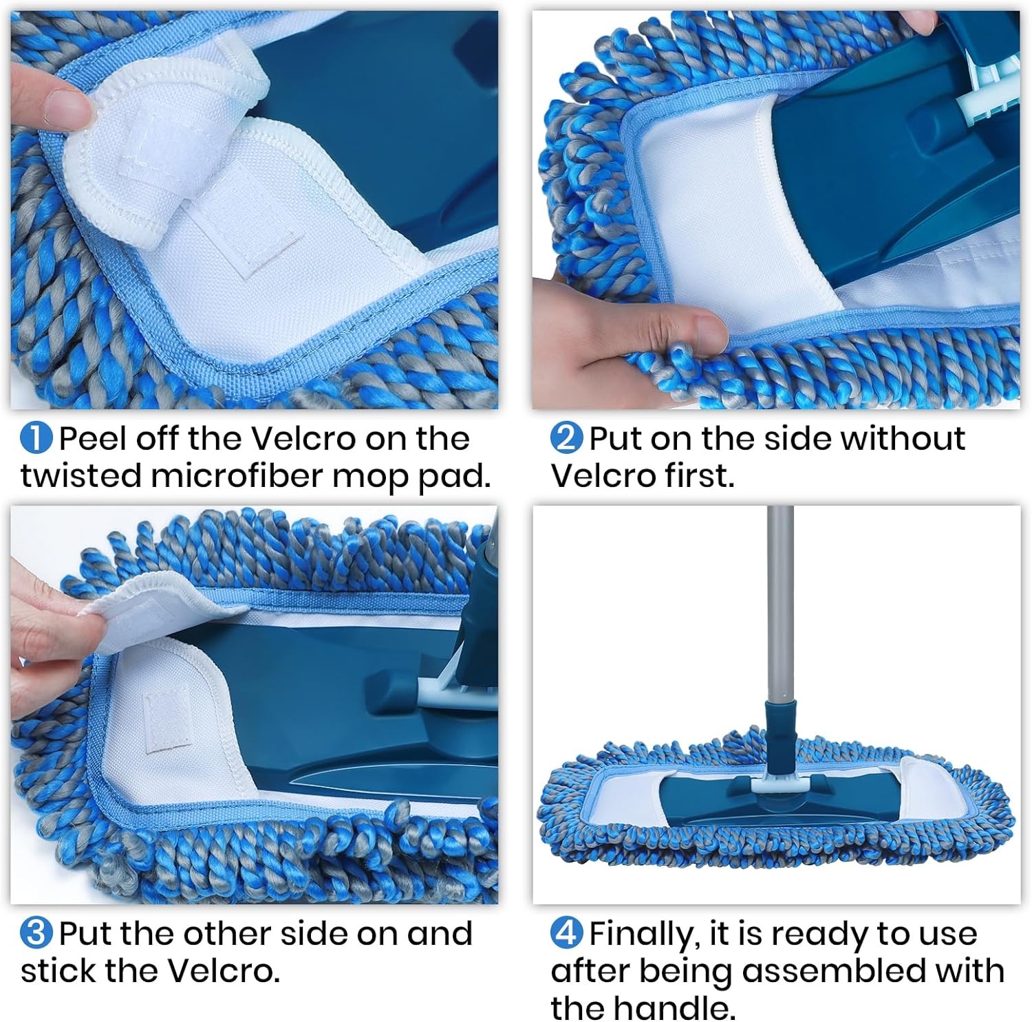 Dust Mop with 57″ Long Handle, Microfiber Wet Dry Mop for Hardwood Tile Vinyl Fl