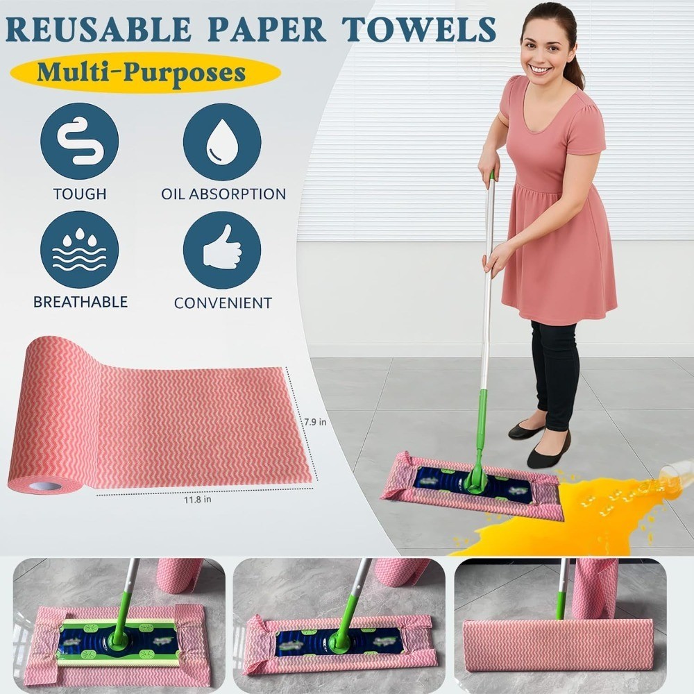 Reusable Washable Paper Towels Roll 60 Sheets Disposable Kitchen Cleaning Cloths
