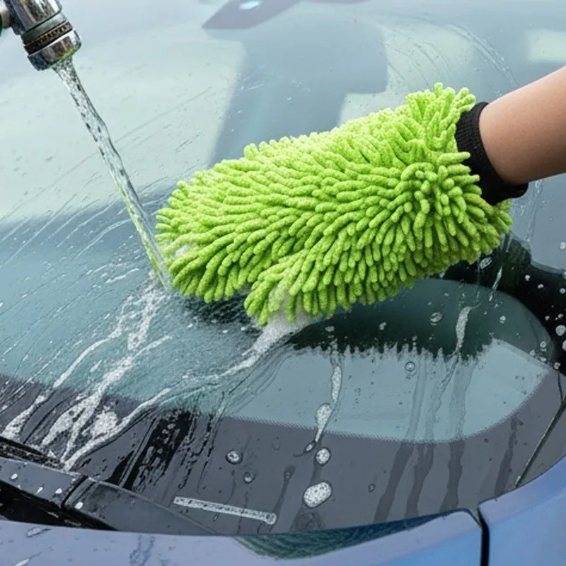 2 Pack Microfiber Car Wash Mitt Scratch Free Ultra Absorbent Car Cleaning Gloves