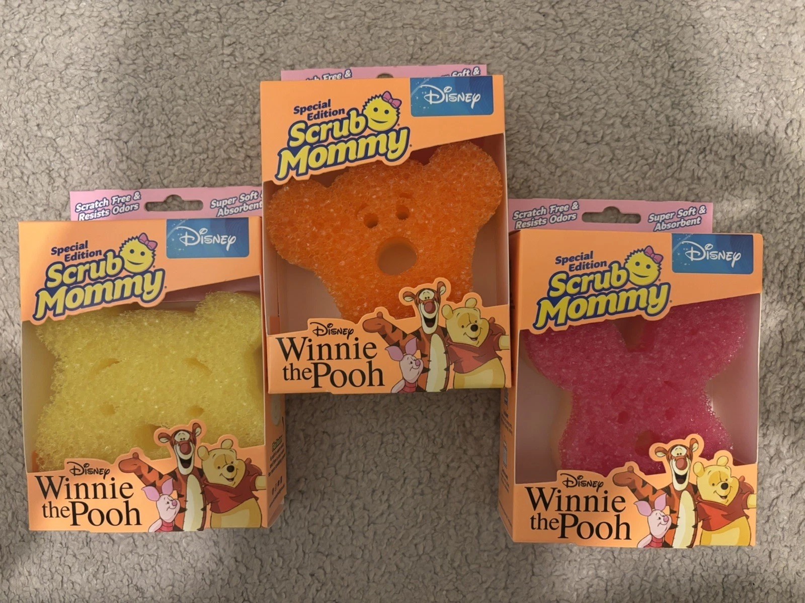 Limited Edition 3 Disney Tigger, Piglet & Winnie the Pooh Scrub Mommy Sponges