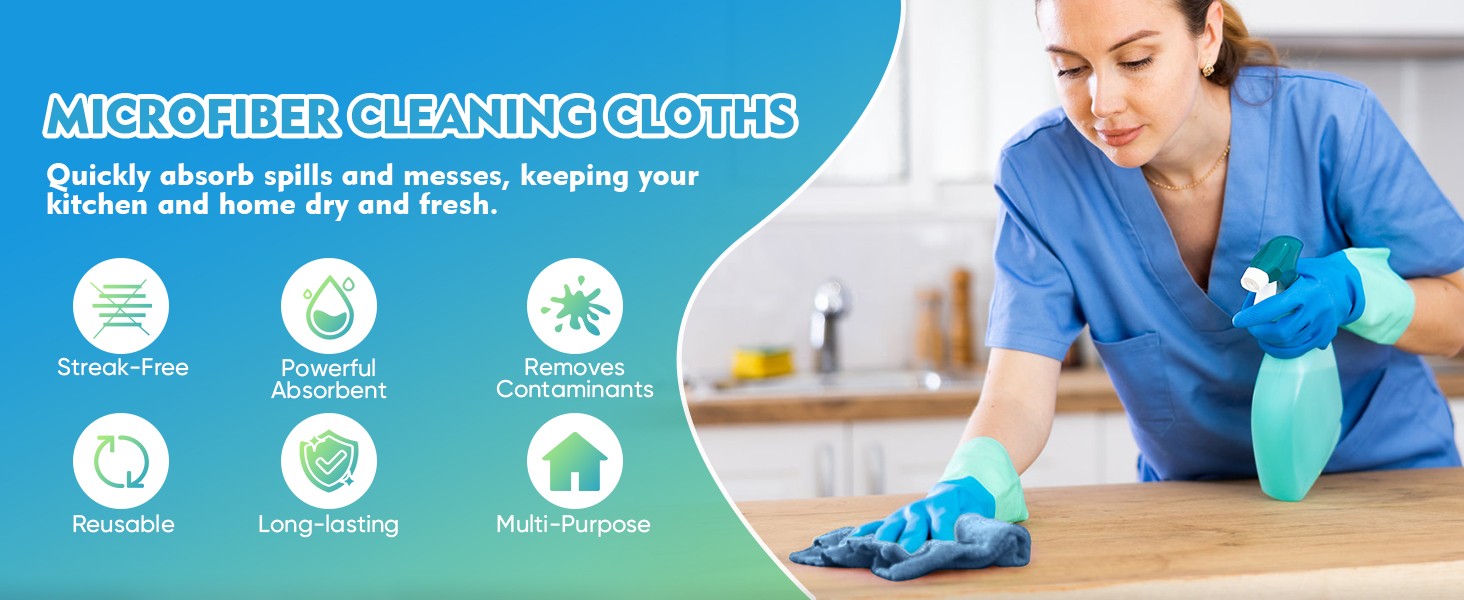 Lake Green Microfiber Cleaning Cloth 12 Pack 12.5 x 12.5 inch Microfiber Towels