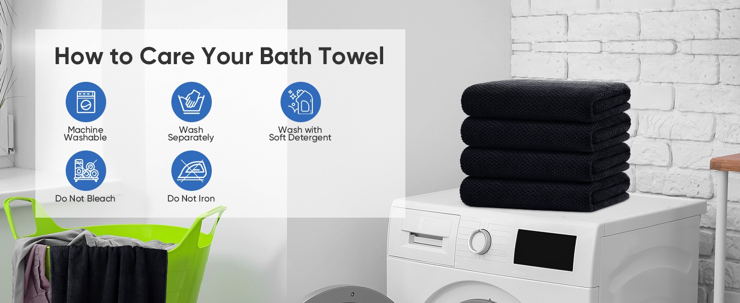 Bath Towel Set Pack of 4, 30 x 60 Inches Large Microfiber Bath Towels, Soft,