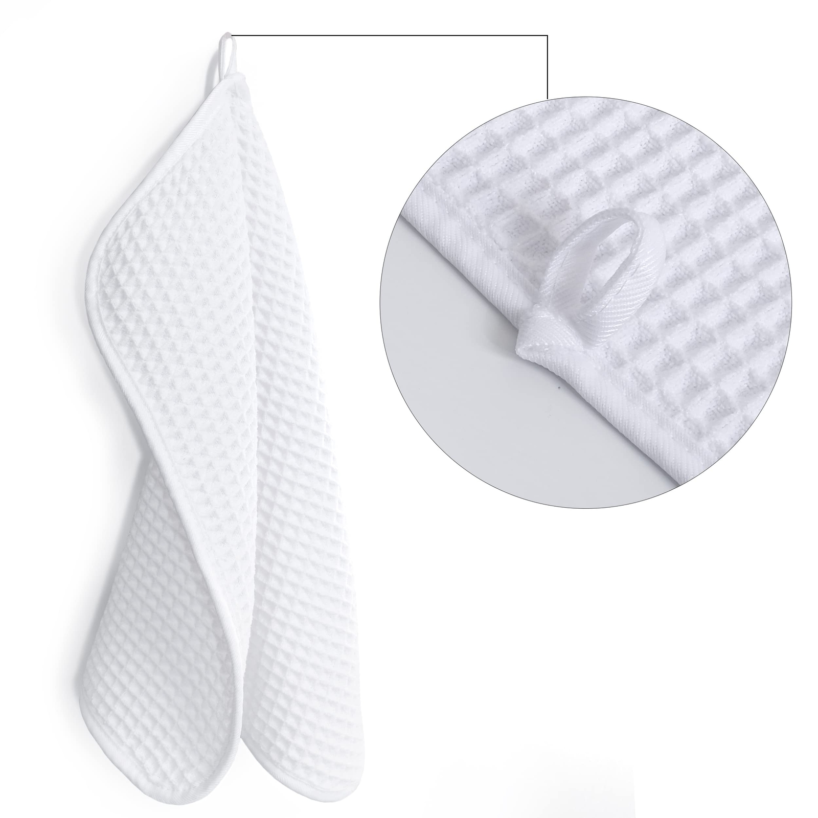 Microfiber Lint Free Washcloth Face Towel Waffle Weave White 13x13in 4 Pack