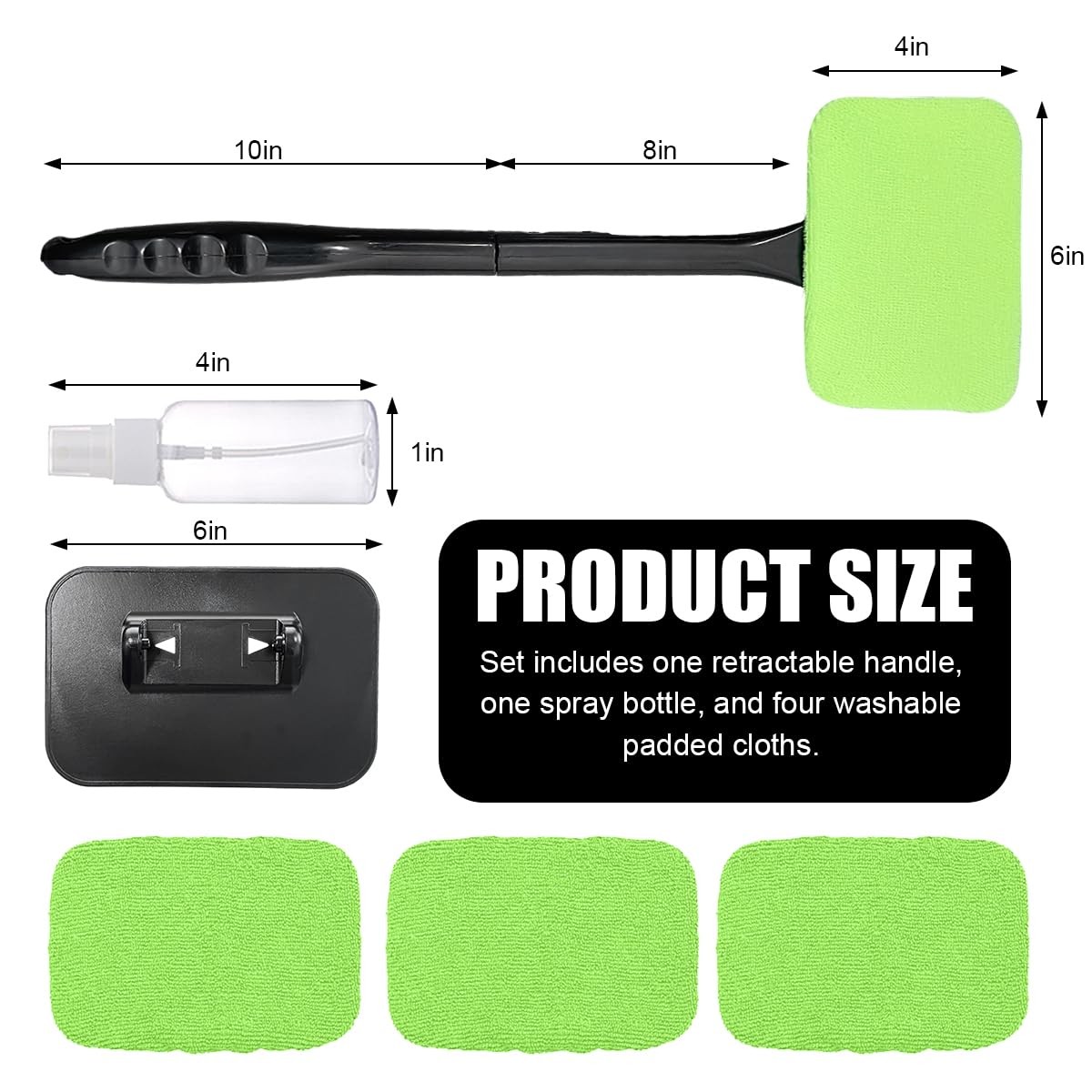 Gasedin Car Windshield Cleaning Tool, Microfiber 0.2 Ounce (Pack of 5), Green