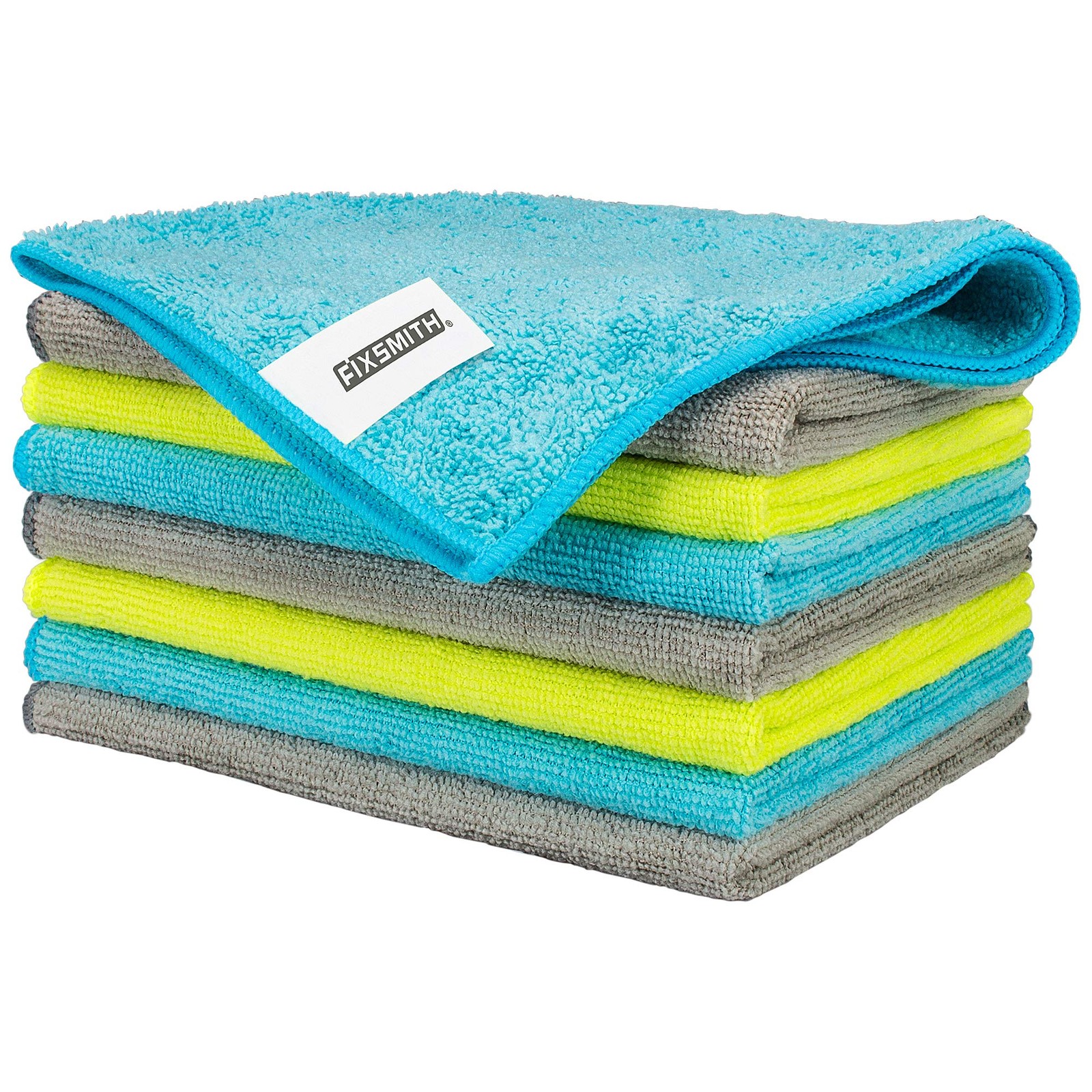 FIXSMITH Microfiber Cleaning Cloth – Pack of 8, Size: 8pk, 3 Colors Assorted