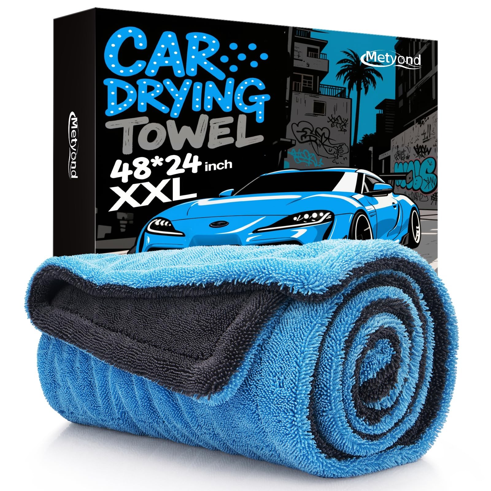 Metyond 48”x24” Car Drying Towel for Full-Sized SUV, Dual Sided Microfiber Ca…