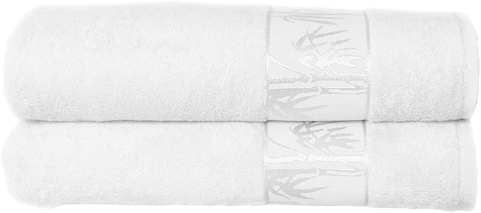 Set of 2 Luxury Super Soft Bath Towels – Premium Viscose Derived from Bamboo &