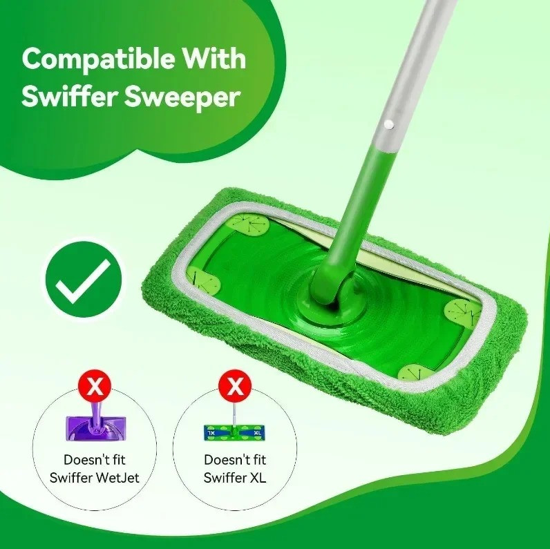 6pcs Reusable Microfiber Mop Pads – Wet & Dry Sweeper Cleaning Cloths for Floor