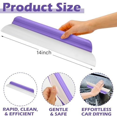 Pack 14 Inch Car Drying Squeegee Longer Silicone Water Squeegee Window 2 Purple
