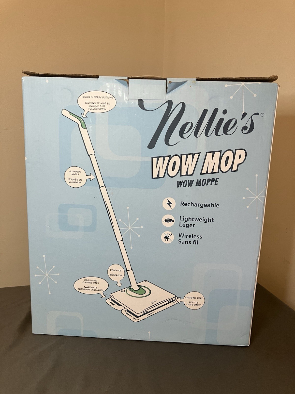 Nellie’s WOW Cordless Lightweight Mop, New! Open Box!