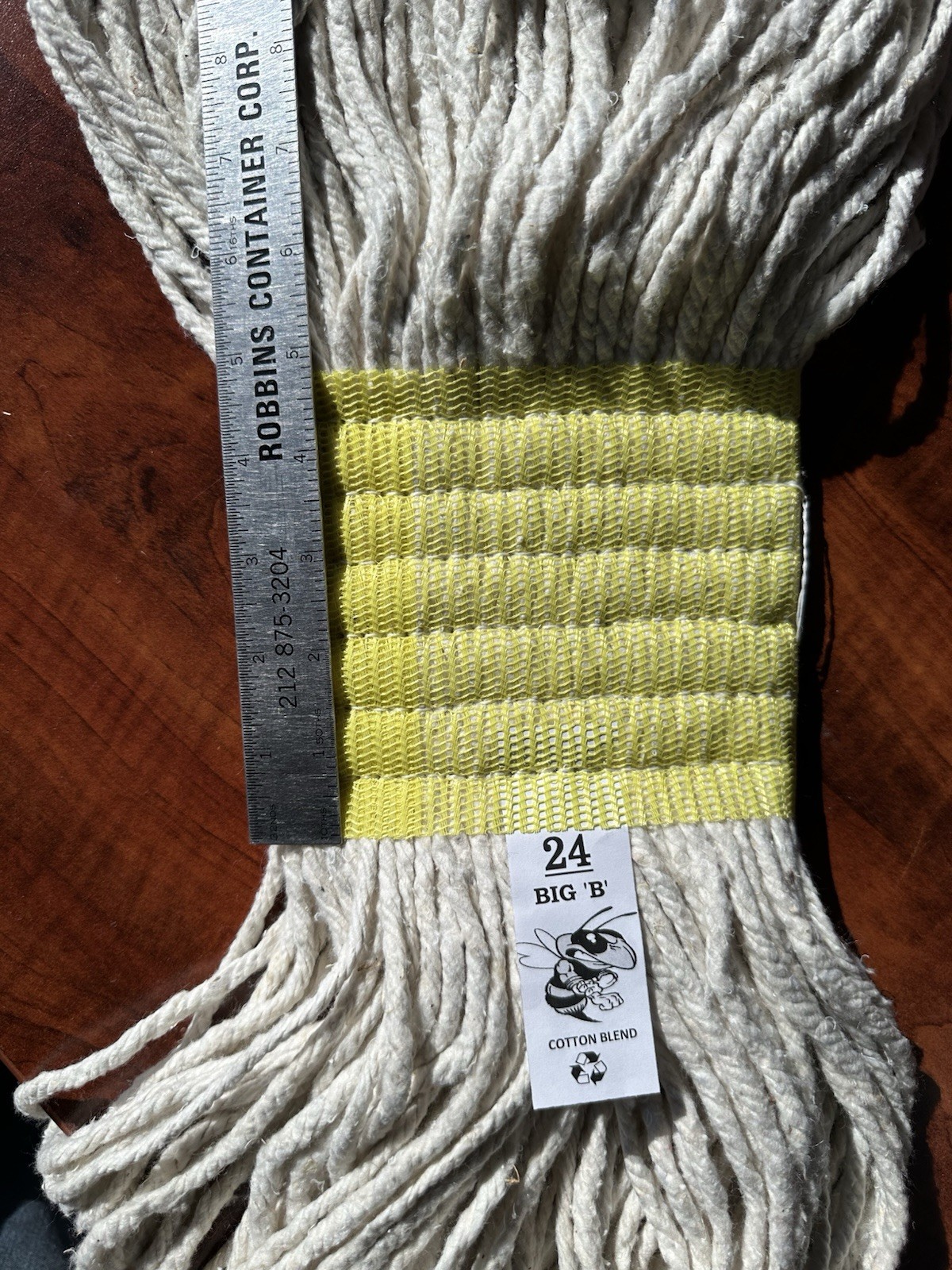 Lot of 12 – 24oz Natural Cotton Blend Cut End Mop Head “Big B Brand” 5″ Headband