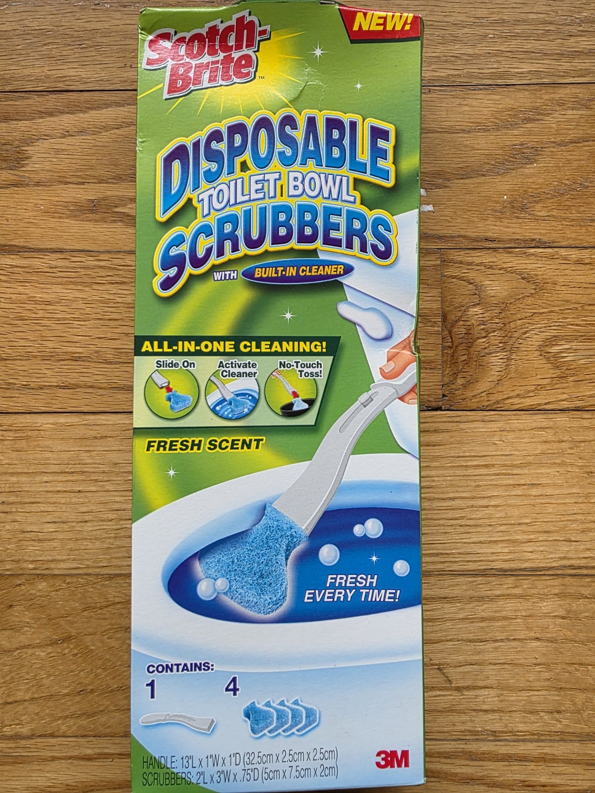 Scotch-Brite Disposable Toilet Bowl Scrubbers Fresh Scent Handle 4 Scrubbers NOS