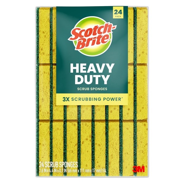 Scotch-Brite Heavy Duty Scrub Sponges 24 Pack. 3X Scrubbing Power 3M