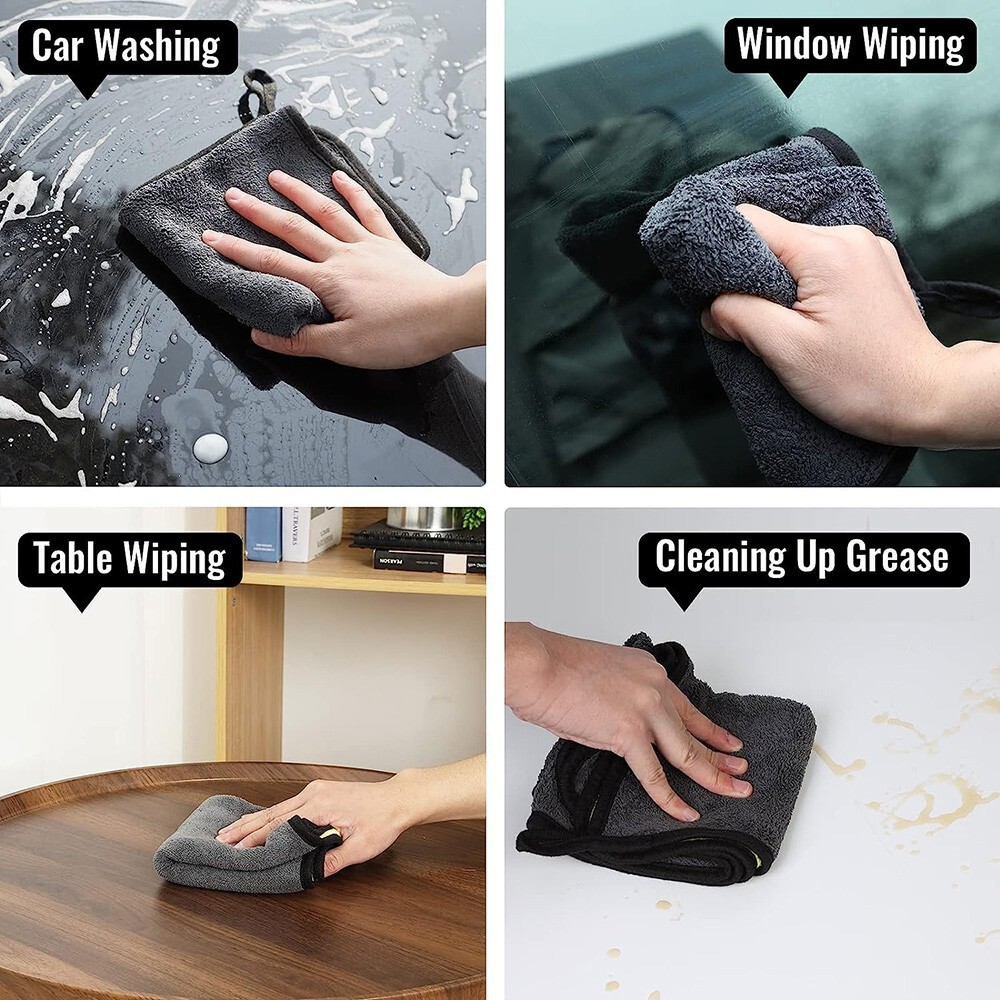 4x Microfiber Cleaning Cloth Extra Thick Rag Car Wash Polishing Detailing Towel