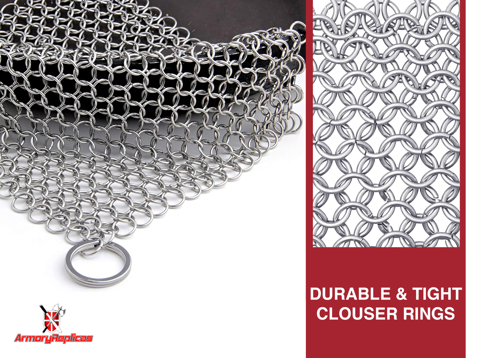 Chainmail Scrubber Cleaning Cast Iron Stainless Steel Accessory Tough Cleaning