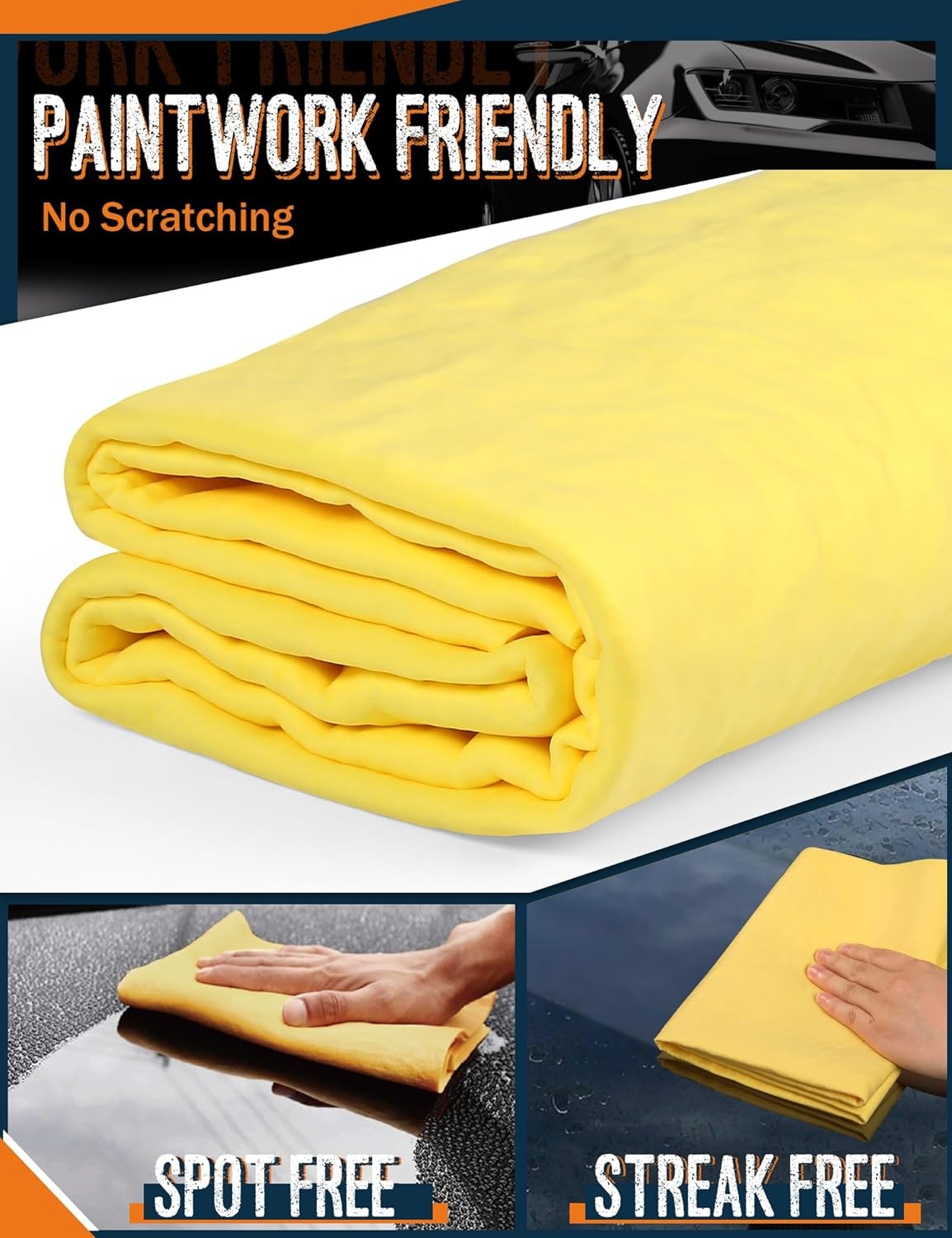 Premium Shammy Towel for Car, Super Absorbent 26″”x17″” Large Car Drying Towel,