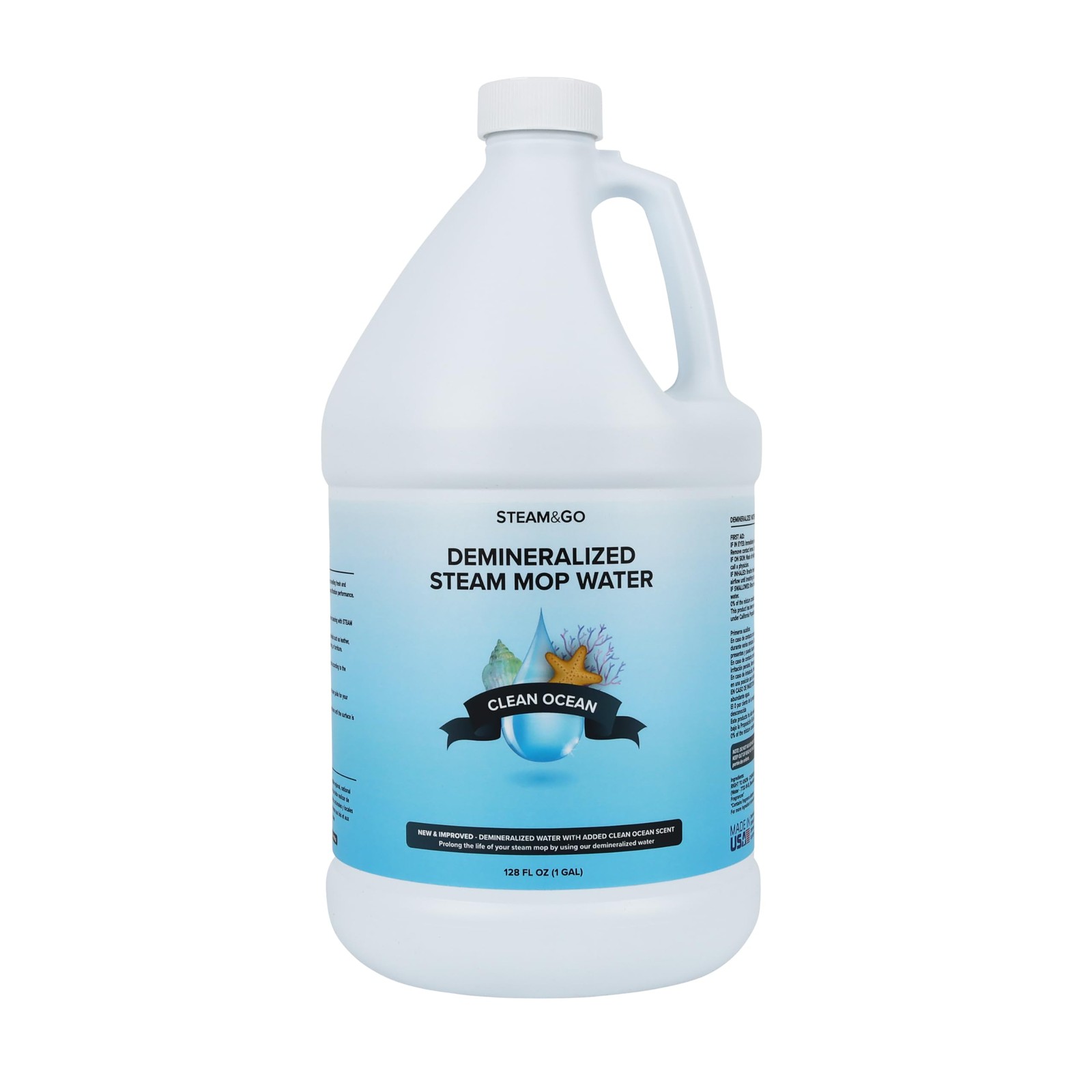 Steam & Go Demineralized Water for Steam Mop – Clean Ocean Scent, 128 fl oz (…