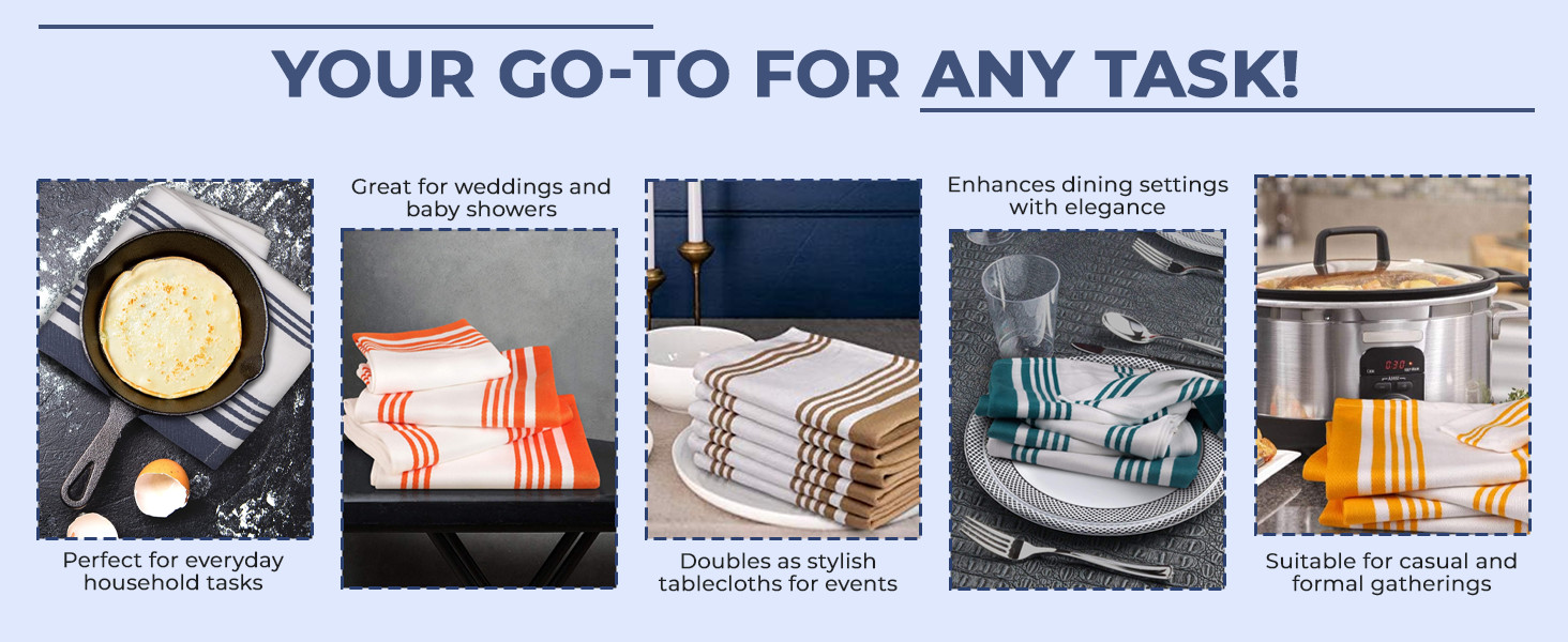 Kitchen Towels 100% Cotton Dish Towels for Kitchen (Set of 6) 20”x30” Dish