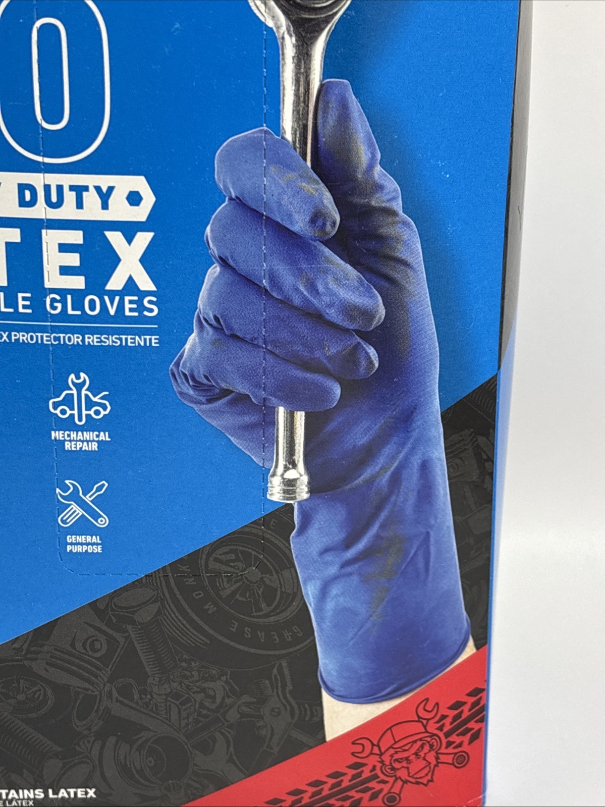 GREASE MONKEY LATEX DISPOSABLE Heavy-Duty GLOVES 50 COUNT SIZE LARGE 12 MIL New!