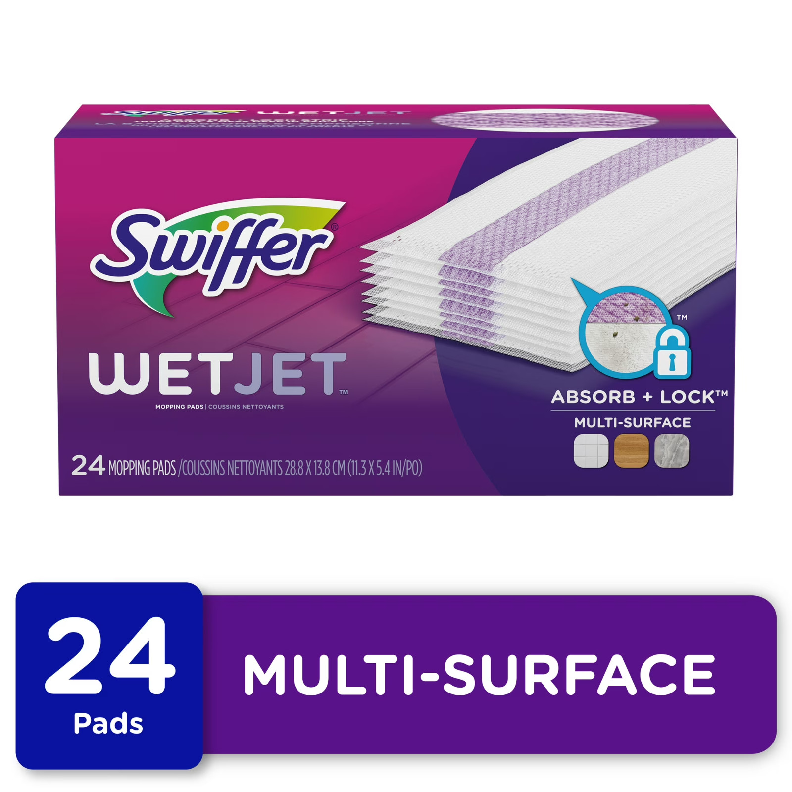 Swiffer Wet Jet Mop Cleaning Pads Refill, Floor Cleaner for Mopping Wood, Lamina