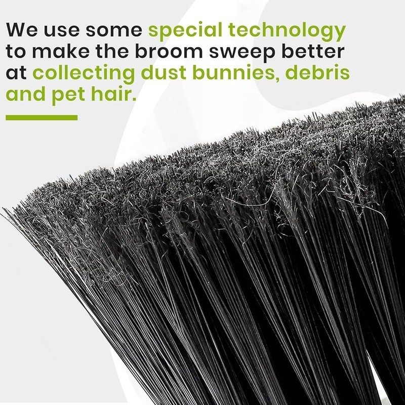 13in Soft Bristle Broom Adjustable Handle Indoor Outdoor Floor Cleaning Tool New
