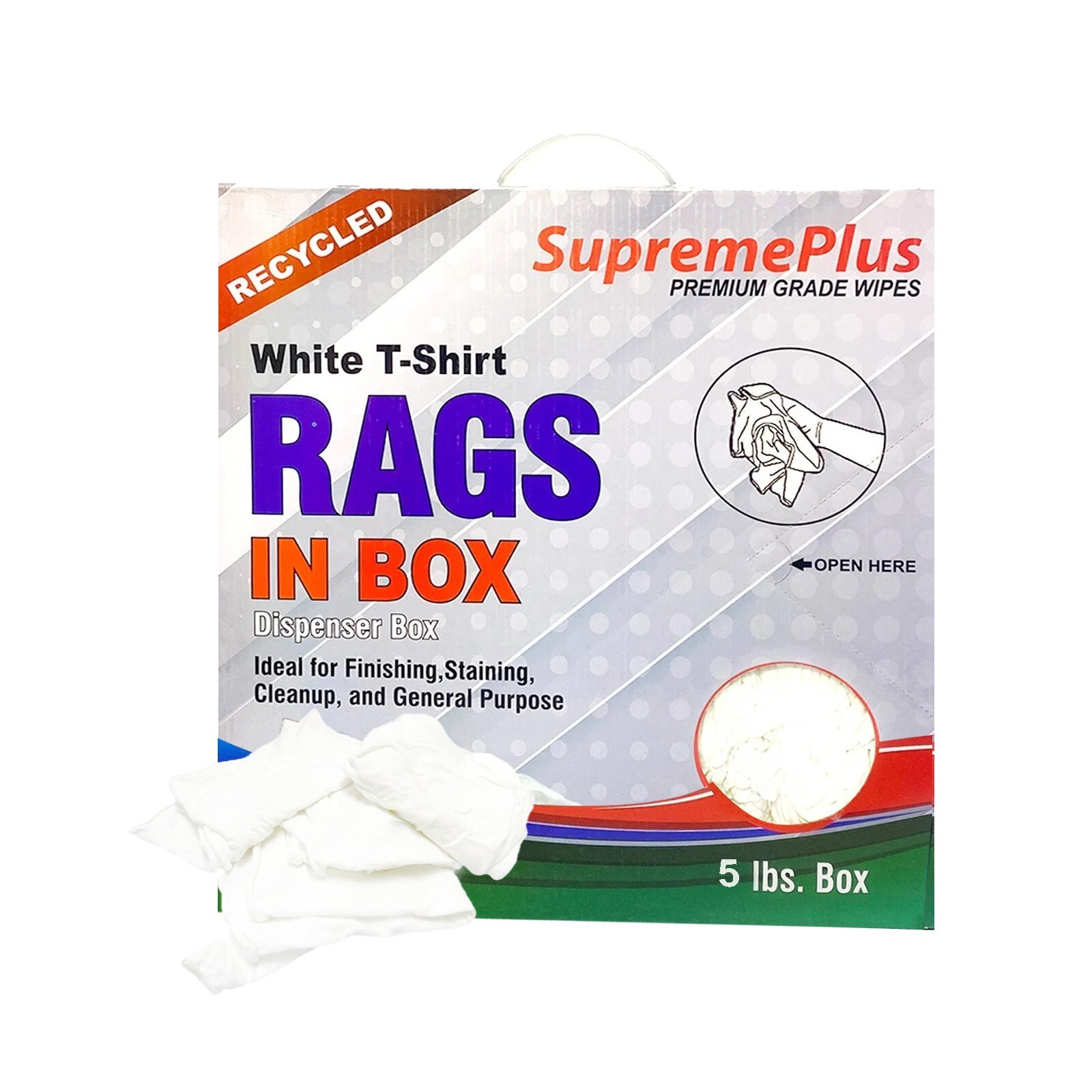 White T-Shirt Knit Wiping Cleaning Rags Bulk Compressed Box Multipurpose