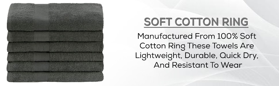 Simpli-Magic Cotton Bath Towels, 25”x50”, Gray, 6 Pack