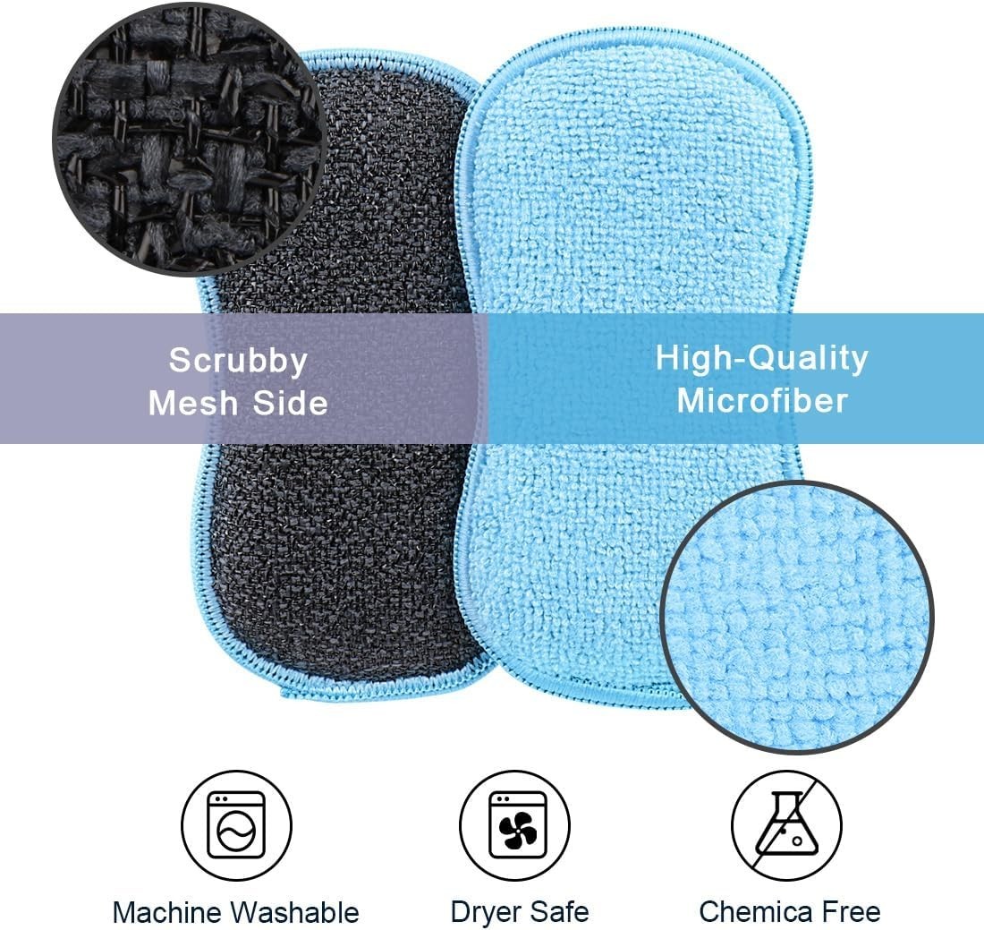 Scrub-it Multi Purpose Kitchen Microfiber Sponges Non Scratch Dish Cleaning Pad