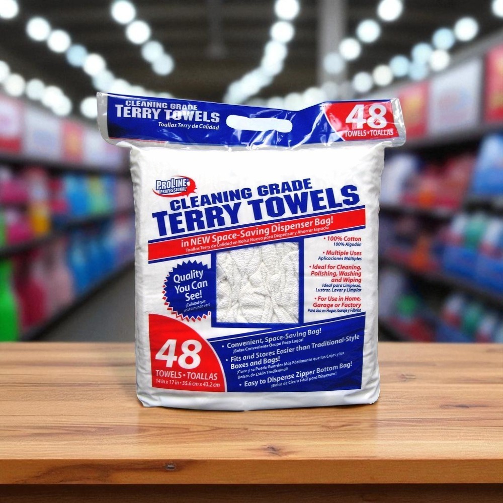 ProLine Terry Towels Cleaning-Grade Cotton White Absorbent Dispenser (48-Pack)
