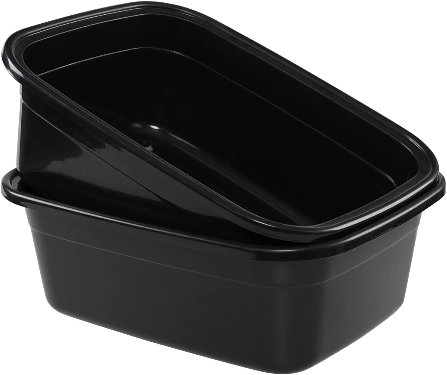 2 Pack 18 Quart Plastic Washing Basin Tub, Black Rectangle Dish Pan